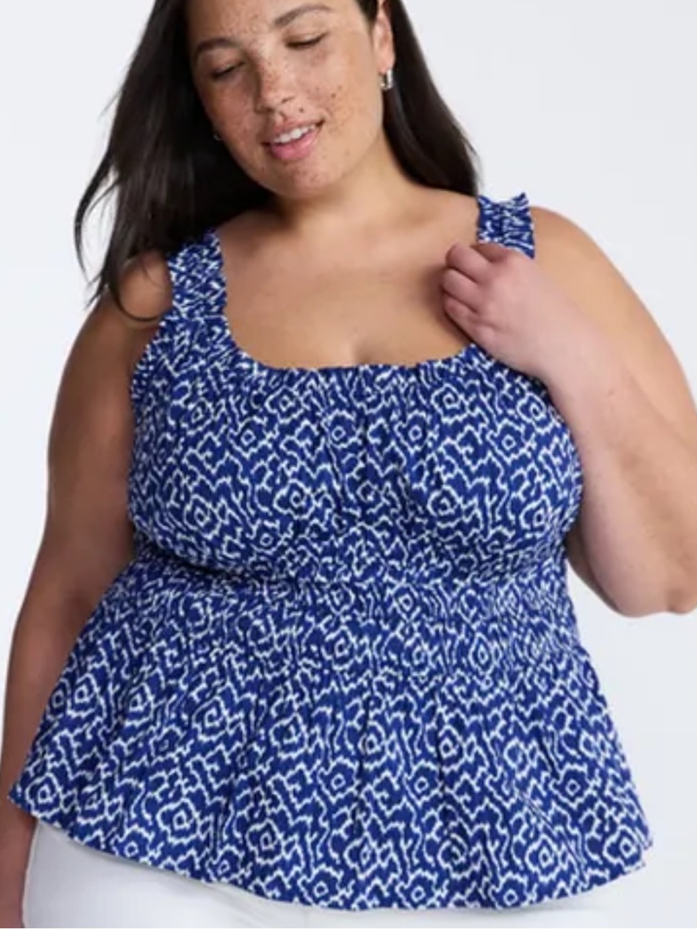 Tank Top Smocked Peplum cotton by Terra & Sky 3x cotton